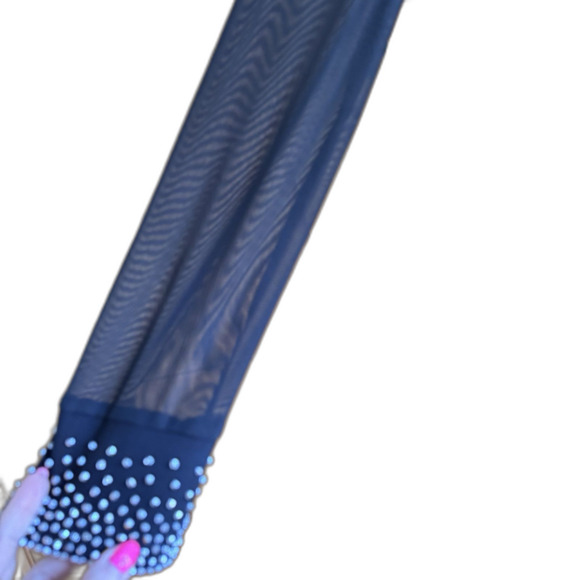 NWT Nicole Miller Little Black Dress W/ sheer Sleeves & Embellishments!!! - Picture 2 of 5